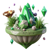 elegant modern Floating Island with Green Grass Isolated high quality png