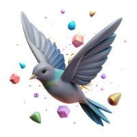 vibrant modern Flying Bird Soaring in Wind Isolated png
