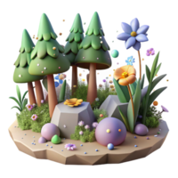 elegant abstract Forest Clearing with Wildflowers Isolated png