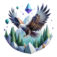 dramatic classic Forest Eagle Soaring Isolated with Wide Wingspan professional png