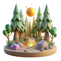 magnificent artistic Forest Scene with Trees and Sunlight Isolated Element premium png