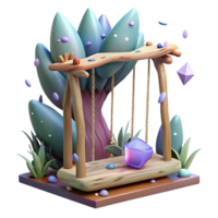 beautiful abstract Forest Swing Hanging From Tree Branch Isolated high resolution png