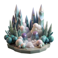 vibrant minimalist Forest with Fog Rolling in Transparent Background exclusive png
