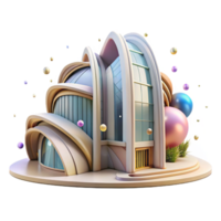 elegant abstract Futuristic Building with Curved Lines Isolated Element png