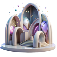 dramatic abstract Futuristic Architecture with Curved Walls Transparent Background original png