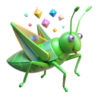 serene abstract Green Grasshopper Side View Isolated professional png