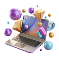 extraordinary minimalist Laptop Computer Perspective View Isolated Cutout authentic png