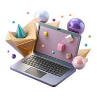 impressive creative Laptop Computer Isolated with Open Screen original png