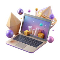 extraordinary abstract Laptop Computer Isolated with Open Screen detailed png