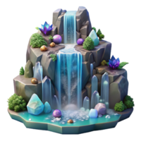 stunning minimalist Majestic Waterfall Cutout with Mist and Rocks original png