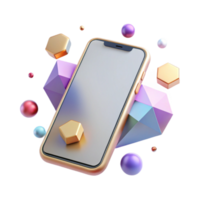 serene contemporary Modern Smartphone with Blank Screen Isometric View Isolated high resolution png