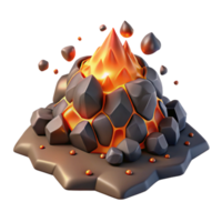 dramatic rustic Molten Lava Flow with Glowing Embers Isolated professional png