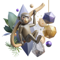 impressive artistic Monkey Hanging From Branch Cutout with Transparent Background authentic png
