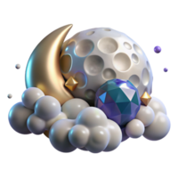 stunning abstract Moon and Clouds Isolated with Soft Lighting high resolution png