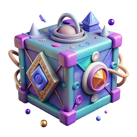 dramatic modern Mysterious Box Isolated with Strange Symbols professional png