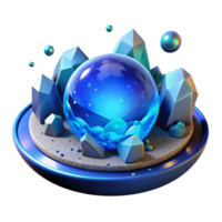 wonderful abstract Mysterious Floating Orb with Blue Glow Isolated detailed png