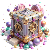 vibrant modern Mysterious Box Cutout with Intricate Carvings high resolution png