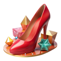 extraordinary rustic Red High Heel Shoe Side View Transparent Background high resolution png