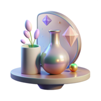 dramatic abstract Shadow of Flower Vase on Shelf Transparent Background detailed png