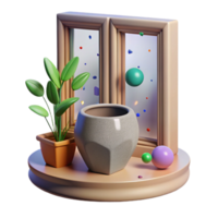 serene rustic Shadow of Flower Pot on Windowsill Transparent Background authentic png