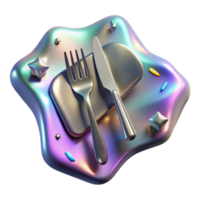serene artistic Shadow of Fork and Knife with Metallic Shine Isolated high quality png