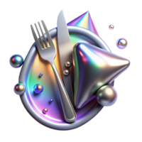 vibrant rustic Shadow of Fork and Knife with Metallic Shine Isolated premium png