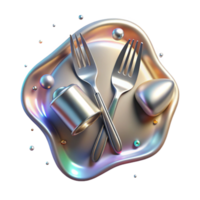 magnificent artistic Shadow of Fork and Knife with Metallic Shine Isolated premium png