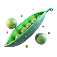 beautiful rustic Single Green Pea Pod Open Seeds Visible Transparent Background genuine png