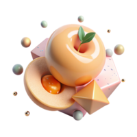 vibrant rustic Single Peach Slice with Pit and Skin Transparent Background png