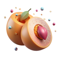 elegant rustic Single Peach Slice with Pit and Skin Transparent Background high resolution png
