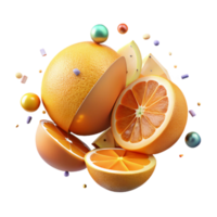 magnificent artistic Sliced Orange Fruit Isolated with Segments professional png