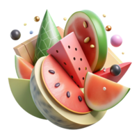 beautiful rustic Sliced Watermelon Isolated with Seeds high quality png