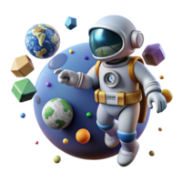 dramatic rustic Spacewalk Scene with Astronaut and Earth Cutout high resolution png