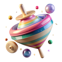 vibrant contemporary Spinning Top Transparent Background with Colorful Stripes high resolution png