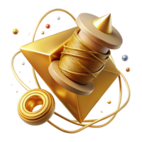 wonderful artistic Spinning Gold Thread Isolated Angled View png