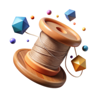 elegant creative Thread on a Wooden Spool Isolated Rustic Style high resolution png