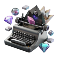 impressive minimalist Typewriter Transparent Background with Black Keys exclusive png