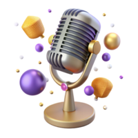 serene minimalist Vintage Microphone on Stand Isolated Element high resolution png