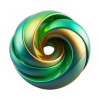 serene artistic Abstract 3d Spiral Form Green Gradient Isolated Element premium png