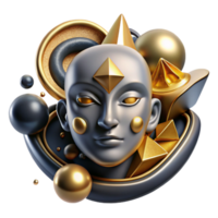 dramatic classic Abstract Face Iconography Cutout with Expressive Features detailed png