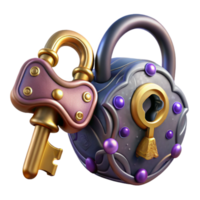 wonderful abstract Antique Lock and Key Ornate Design Isolated high resolution png