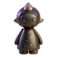 stunning artistic Black Clay Figurine Front View Transparent Background Cutout png