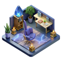 wonderful creative Isometric Blueprint Office Layout with Furniture Placement Isolated authentic png