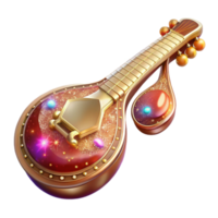 elegant rustic Sitar Cutout with Intricate Details and Warm Hues original png