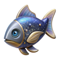magnificent artistic Stylized Fish Iconography Cutout with Silver Scales detailed png