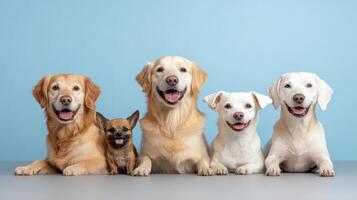 Happy dogs sitting together, showcasing friendship and joy photo