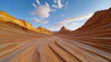 The sand dunes of the desert are shown in this photo