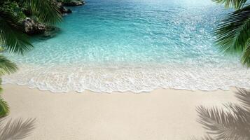 Tropical beach with palm trees and water photo