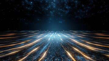 Abstract digital background with light trails and stars photo