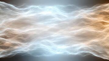 Abstract background with white and orange light waves photo